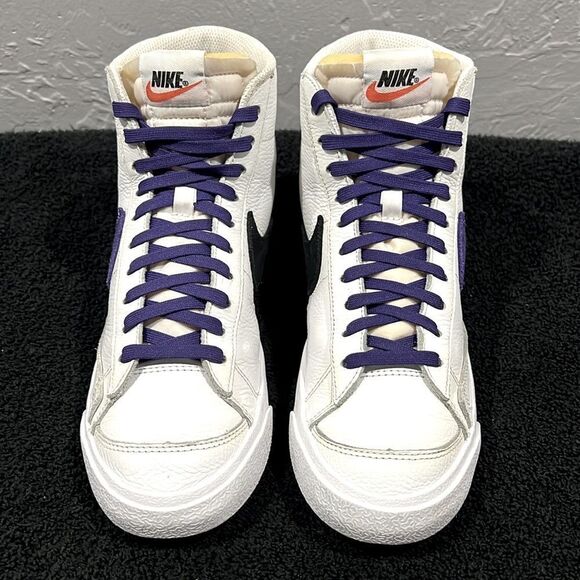 ?? NIKE Blazer Mid \'77 Vintage Leather SNEAKER Shoes White Purple Black Men Sz main image 6